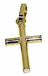 Picture of Simple Straight Cross Pendant gr 1,1 Yellow Gold 18k Hollow Tube Unisex Woman Man 