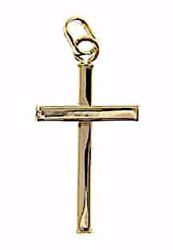 Picture of Straight Cross Pendant gr 0,6 Yellow Gold 18k Hollow Tube Unisex Woman Man 