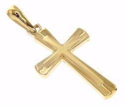 Picture of Double Cross Pendant gr 2 Yellow Gold 18k Hollow Tube Unisex Woman Man 