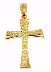 Picture of Decorated Modern Cross Pendant gr 1,5 Yellow Gold 18k Hollow Tube Unisex Woman Man 