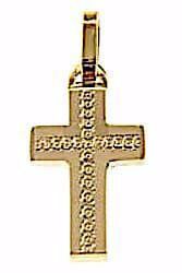 Immagine di Croce dritta lavorata Ciondolo Pendente gr 1,35 Oro giallo 18kt a Canna vuota Unisex Donna Uomo 