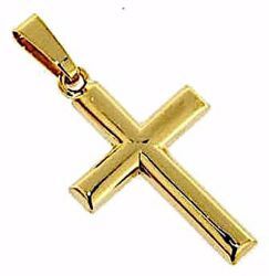 Picture of Convex Straight Cross Pendant gr 2,5 Yellow Gold 18k Hollow Tube Unisex Woman Man 