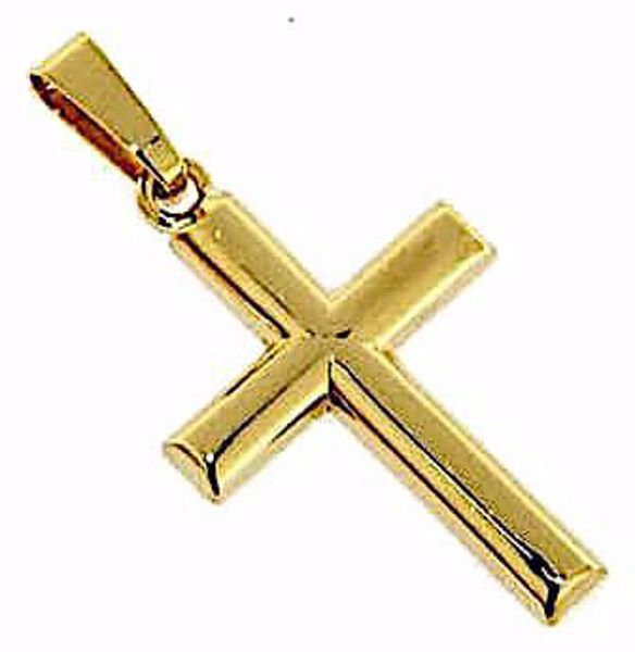 Picture of Convex Straight Cross Pendant gr 2,5 Yellow Gold 18k Hollow Tube Unisex Woman Man 