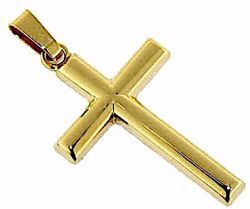 Picture of Convex Straight Cross Pendant gr 3,6 Yellow Gold 18k Hollow Tube Unisex Woman Man 