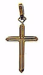 Picture of Striped Straight Cross with pointed arms Pendant gr 1 Yellow Gold 18k Hollow Tube Unisex Woman Man 