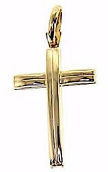 Picture of Modern Straight Cross Pendant gr 1,95 Yellow Gold 18k Hollow Tube Unisex Woman Man 