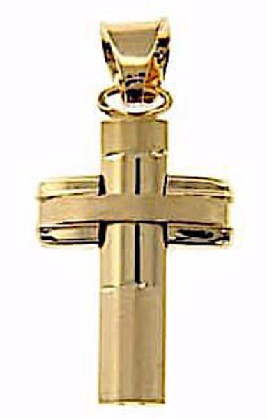 Immagine di Croce bombata a colonna Ciondolo Pendente gr 2,3 Oro giallo 18kt a Canna vuota Unisex Donna Uomo 