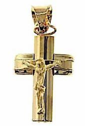 Immagine di Croce bombata a colonna con corpo di Cristo Ciondolo Pendente gr 2,8 Oro giallo 18kt a Canna vuota Unisex Donna Uomo 