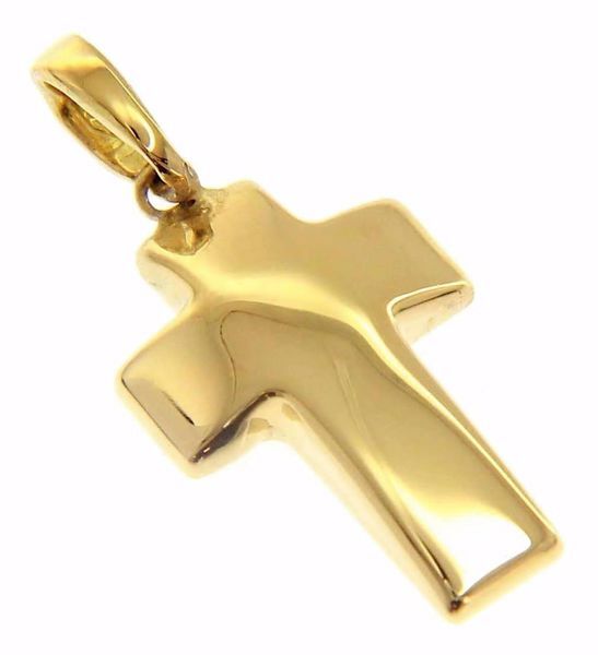 Picture of Convex Cross Pendant gr 1,4 Yellow Gold 18k Hollow Tube Unisex Woman Man 