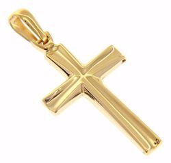 Picture of Convex Straight Cross Pendant gr 2,6 Yellow Gold 18k Hollow Tube Unisex Woman Man 