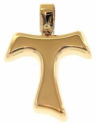 Picture of Saint Francis rounded Tau Cross Pendant gr 1,7 Yellow Gold 18k Hollow Tube Unisex Woman Man 