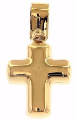 Picture of Smooth convex Cross Pendant gr 1 Yellow Gold 18k Hollow Tube Unisex Woman Man 