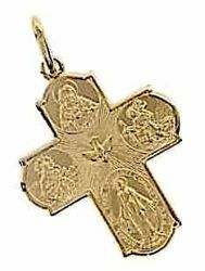 Picture of Scapular Cross Miraculous Medal, Blessed Virgin of Carmel, Sacred Heart of Jesus, St. Christopher, Holy Spirit Pendant gr 3,1 Yellow solid Gold 18k Unisex Woman Man 