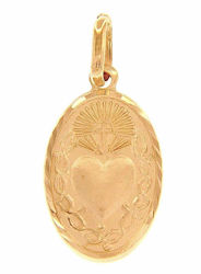 Picture of Sacred Heart of Jesus and crown of Thornes with carved Edge Fashion Oval Pendant gr 1,8 Yellow Gold 18k Unisex Woman Man 