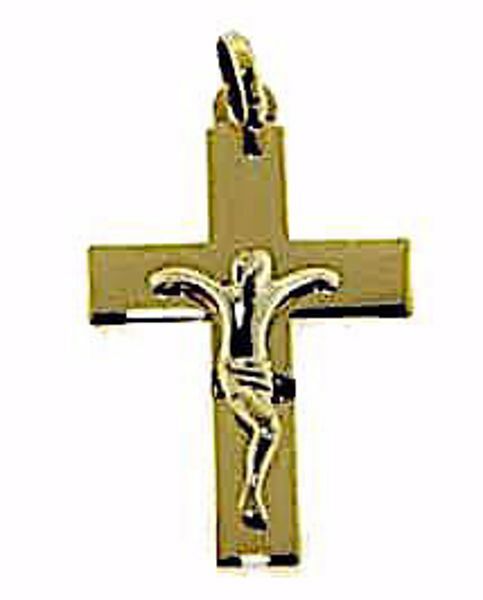 Picture of Straight Cross with Body of Christ Pendant gr 1,05 Yellow Gold 9k Unisex Woman Man 