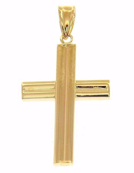 Picture of Striped Straight Cross Pendant gr 0,9 Yellow Gold 9k Unisex Woman Man 