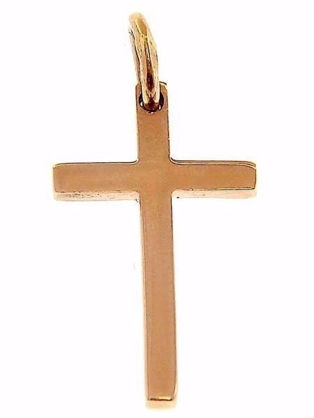 Picture of Simple Straight Cross Pendant gr 1,3 Rose solid Gold 18k Unisex Woman Man 