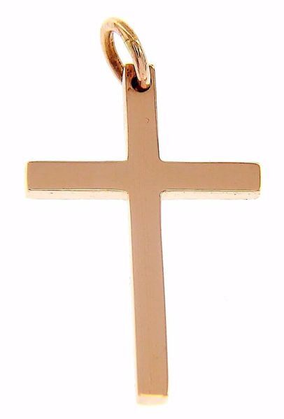 Picture of Simple Straight Cross Pendant gr 2,2 Rose solid Gold 18k Unisex Woman Man 