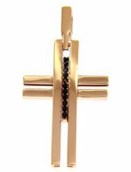 Picture of Modern Design smooth Cross with insert and Light Spots Pendant gr 2,7 Rose solid Gold 18k with Zircons Unisex Woman Man 