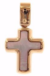 Picture of Smooth convex Cross Fashion Pendant gr 0,9 Rose Gold 18k with Mother of Pearl Unisex Woman Man 