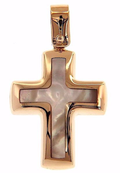 Picture of Cross Fashion Pendant gr 1,7 Rose Gold 18k with white Mother of Pearl Unisex Woman Man 