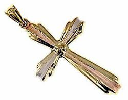 Picture of Baroque carved Cross Pendant gr 1,55 Tricolor yellow white and rose Gold 9k Unisex Woman Man 