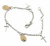 Immagine di Bracciale Rosario gr 4,4 oro rosa / bianco 18k, 2 Medaglie 3 Croci