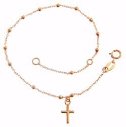 Immagine di Bracciale Rosario con Croce gr 1,1 Oro rosa 18kt con Sfere lisce da Donna 