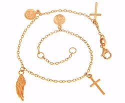 Immagine di Bracciale Rosario Con 2 croci e simboli di fede gr 4 Oro rosa 18kt da Donna 