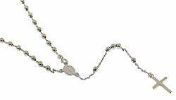 Picture of Rosary crew-neck Necklace with Miraculous Medal of Our Lady of Graces and Cross gr 5,4 White Gold 18k with Smooth Spheres for Woman 