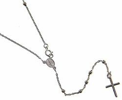 Picture of Rosary crew-neck Necklace with Miraculous Medal of Our Lady of Graces and Cross gr 3,6 White Gold 18k with Smooth Spheres for Woman 