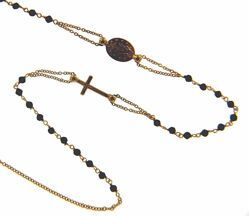 Picture of Rosary crew-neck Necklace with Miraculous Medal of Our Lady of Graces Cross and through Chain gr 3,7 Yellow Gold 18k with Onyx Unisex Woman Man