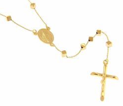 Picture of Rosary crew-neck Necklace with Miraculous Medal of Our Lady of Graces and Cucifix gr 8,5 Yellow Gold 18k with Cubes for Woman 