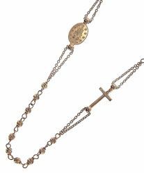 Immagine di Collana Girocollo Rosario con Medaglia Madonna Miracolosa e Croce gr 4,8 Oro rosa 18kt con Sfere diamantate da Donna 