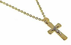 Picture of Fashion crew-neck Necklace Cross Pattée with Body of Jesus Christ gr 2,3 Bicolour yellow and white Gold 18k for Woman 