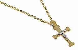 Picture of Crew-neck Necklace Cross with Body of Jesus Christ gr 2,2 Bicolour yellow and white Gold 18k for Woman 