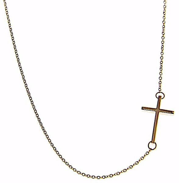 Picture of Fashion crew-neck Necklace with Straight Cross gr 2 Rose Gold 18k for Woman 