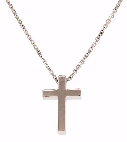 Picture of Fashion crew-neck Necklace with Straight Cross gr 1,6 White Gold 18k with Zircons Unisex for Woman and Man 
