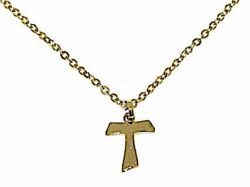 Picture of Fashion crew-neck Necklace Saint Francis Tau Cross gr 1,6 Yellow Gold 18k Unisex for Woman and Man