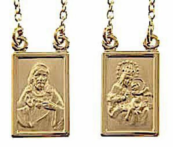 Immagine di Collana Girocollo con Medaglia Scapolare Beata Vergine del Carmelo e Sacro Cuore di Gesù gr 8,8 Oro giallo 18kt Unisex Donna Uomo 