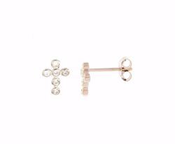 Picture of Lobe Earrings with Cross and 6 Light Spots gr 1,0 White Gold 18k with Zircons for Woman 