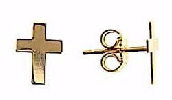 Picture of Fashion Lobe Earrings with smooth Cross gr 1,2 Yellow Gold 18k Unisex for Woman and Man 