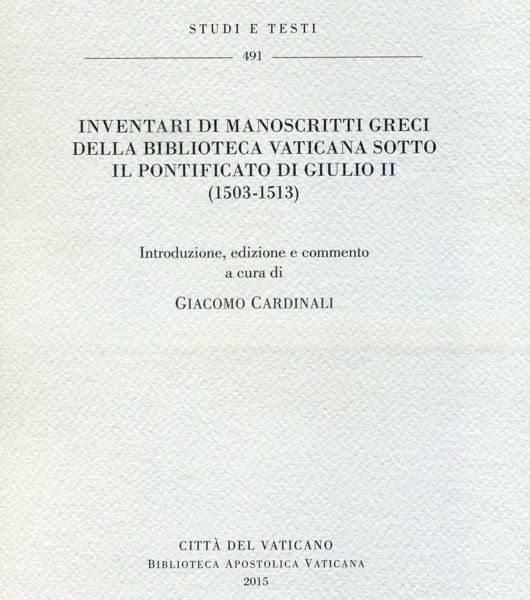 Picture of Inventari di manoscritti greci della biblioteca Vaticana sotto il pontificato di Giulio II (1503-1513)