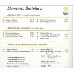 Picture of Domenico Bartolucci. Sonata in Sol per violino e pianoforte; romanza con variazioni per violino solo; Trio in La per violino, violoncello e pianoforte CD Domenico Bartolucci