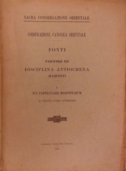 Picture of Disciplina antiochena (Maroniti) Pontificia Commissio ad Redigendum Codicem Iuris Canonici Orientalis