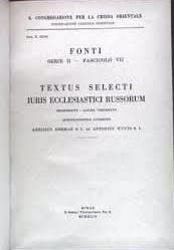 Immagine di Textus selecti iuris ecclesiastici Russorum Pontificia Commissio ad Redigendum Codicem Iuris Canonici Orientalis