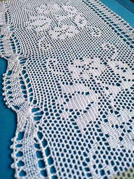 Picture of Bobbin Lace Floral Embroidery H. cm 16 (6,3) pure Cotton White for Altar Tablecloth and Liturgical Vestments