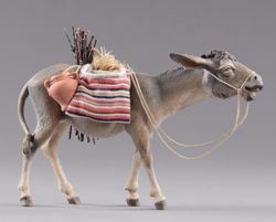 Picture of Donkey with saddlebags and wood cm 12 (4,7 inch) Hannah Alpin dressed Nativity Scene in Val Gardena wood
