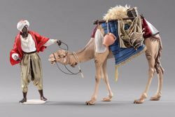 Picture of Cameleer with Camel Group 2 pieces cm 12 (4,7 inch) Hannah Orient dressed nativity scene Val Gardena wood statues with fabric dresses 