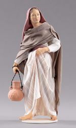Picture of Woman with Jug cm 12 (4,7 inch) Hannah Orient dressed nativity scene Val Gardena wood statue with fabric dresses 